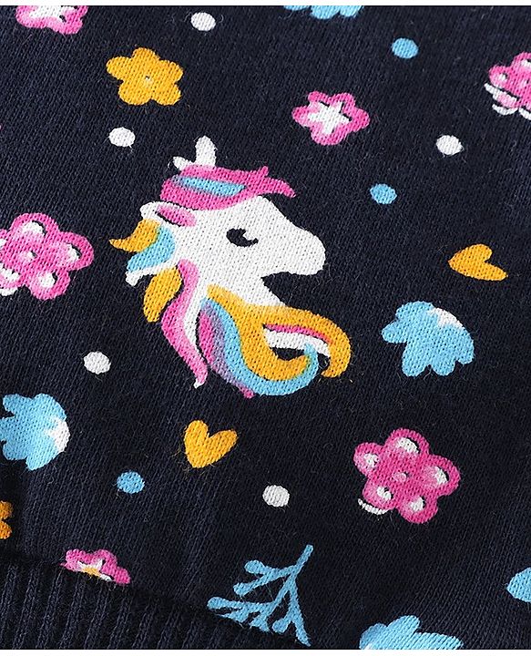 Babyhug Cotton Jersey Knit Full Length Lounge Pant Unicorn Print Pack Of 2 - Multicolor