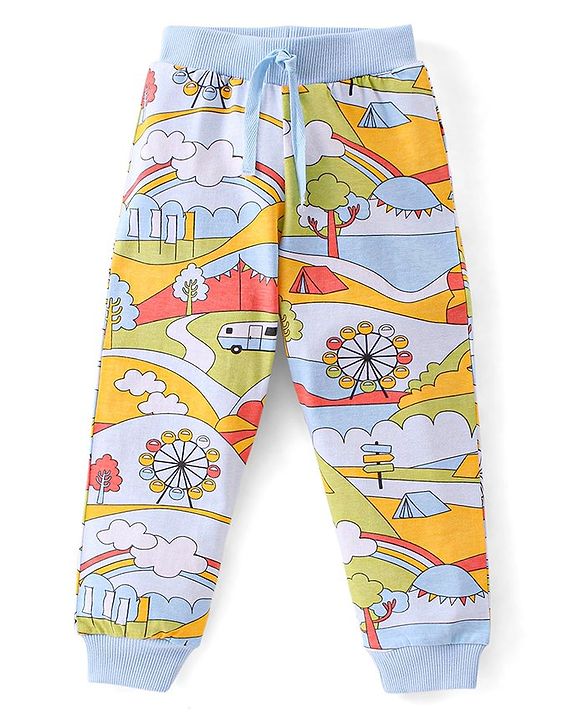 Babyhug Cotton Full Length Lounge Pants Striped Pack of 3 - Pink & Blue