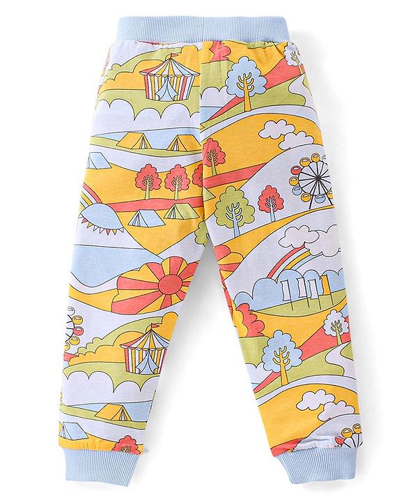 Babyhug Cotton Full Length Lounge Pants Striped Pack of 3 - Pink & Blue