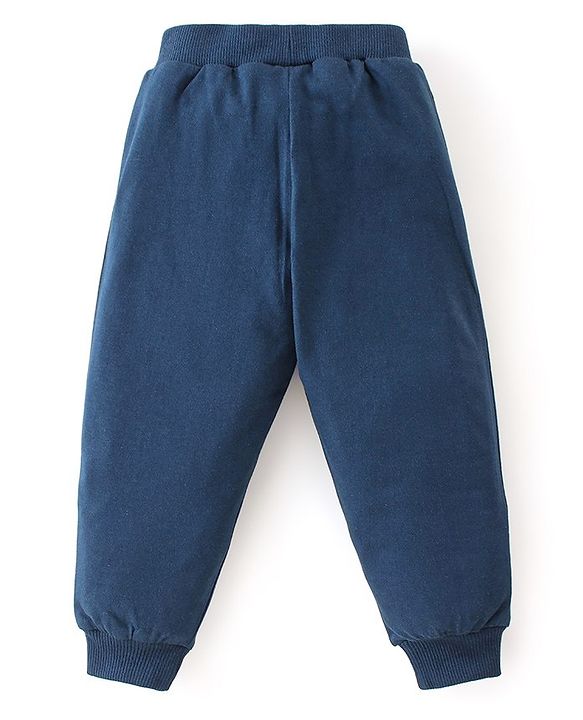 Babyhug Cotton Knit Full Length Lounge Pant Text Print Pack Of 3 - Maroon Yellow & Navy Blue