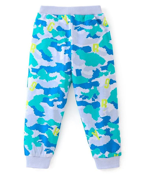 Babyhug Cotton Knit Full Length Camo Print Lounge Pants Pack of 3 - Blue
