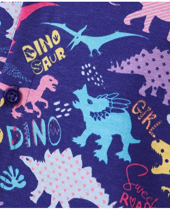 Babyhug 100% Cotton Half Sleeves Shirt Dinosaur Print - Purple