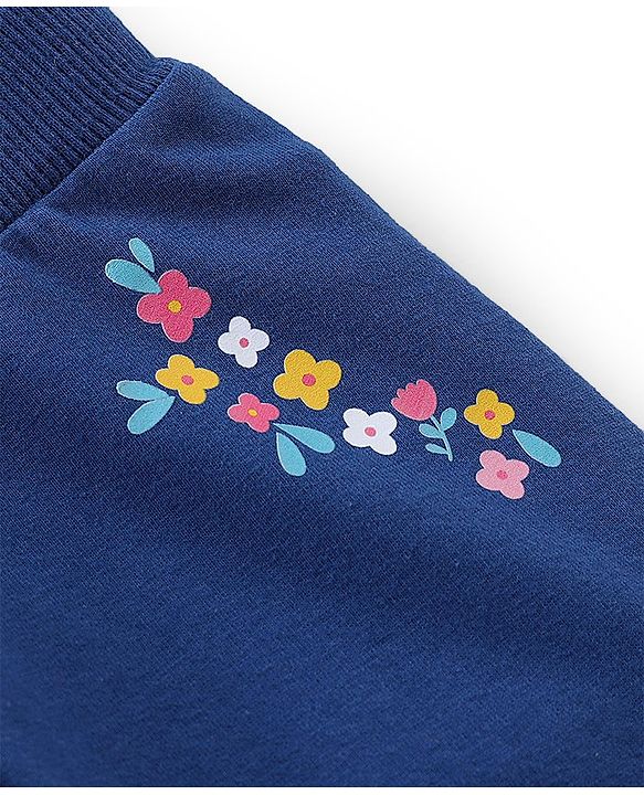 Babyhug Cotton Knit Full Length Floral Print Lounge Pants Pack of 3 - Navy Pink & Yellow