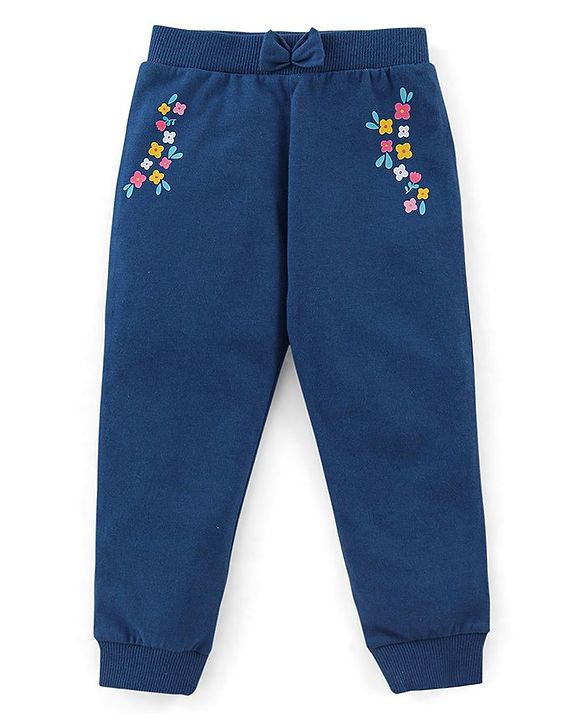 Babyhug Cotton Knit Full Length Floral Print Lounge Pants Pack of 3 - Navy Pink & Yellow