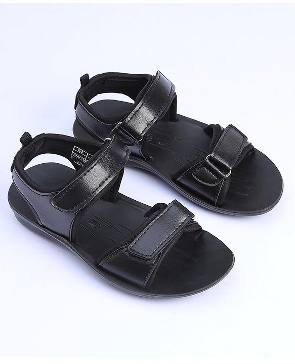 Pine Kids School Sandals with Velcro Closure - Black