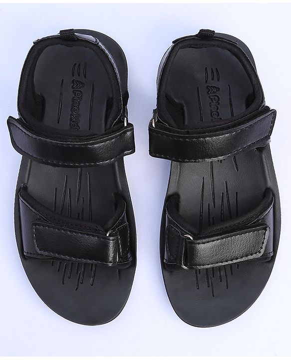 Pine Kids School Sandals with Velcro Closure - Black