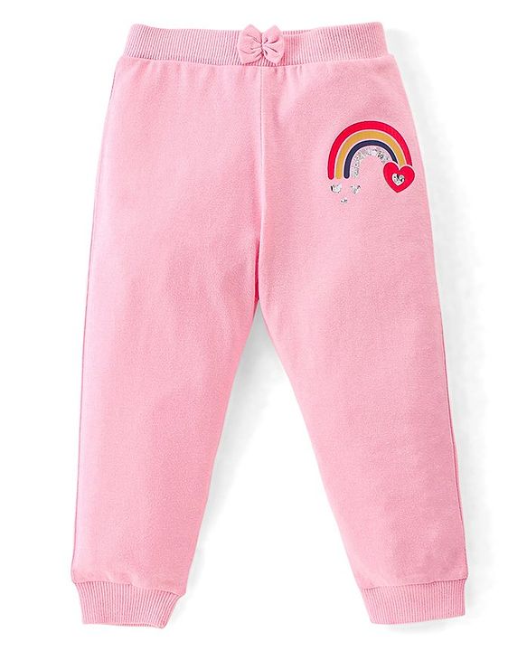 Babyhug Cotton Full Length Lounge Pants Striped Pack of 3 - Pink & Blue
