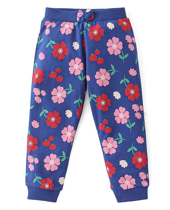 Babyhug Cotton Full Length Lounge Pants Striped Pack of 3 - Pink & Blue