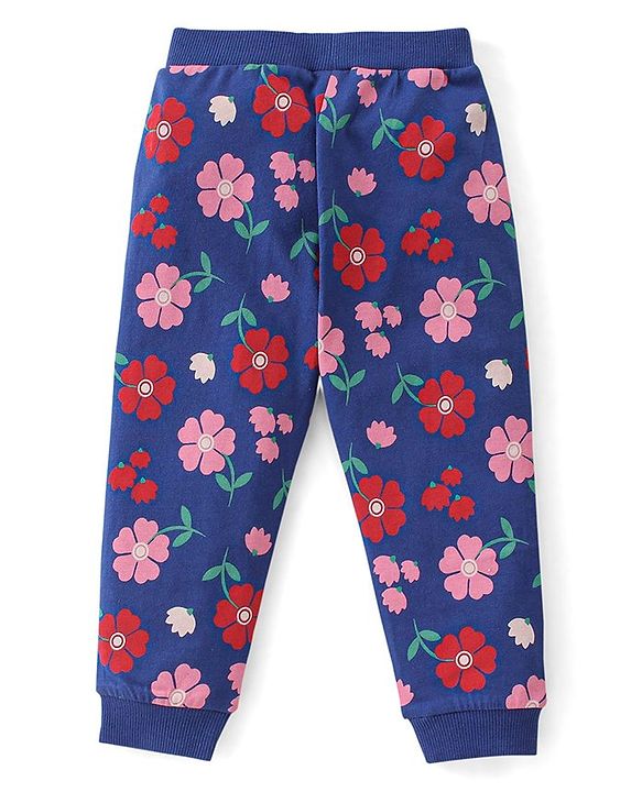 Babyhug Cotton Full Length Lounge Pants Striped Pack of 3 - Pink & Blue