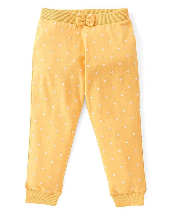 Babyhug Cotton Full Length Lounge Pants with Floral Print  & Bow Applique Pack of 3 - Pink Yellow & Blue