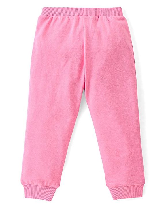 Babyhug Cotton Full Length Lounge Pants with Floral Print  & Bow Applique Pack of 3 - Pink Yellow & Blue