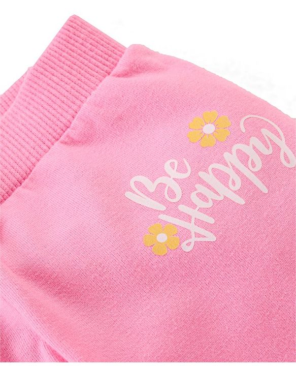 Babyhug Cotton Full Length Lounge Pants with Floral Print  & Bow Applique Pack of 3 - Pink Yellow & Blue