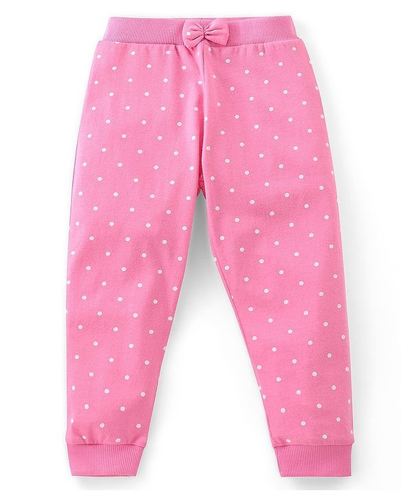 Babyhug Cotton Full Length Lounge Pants Floral Printed Pack of 3 - Pink & Orange