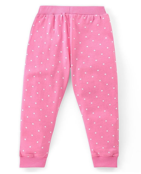 Babyhug Cotton Full Length Lounge Pants Floral Printed Pack of 3 - Pink & Orange
