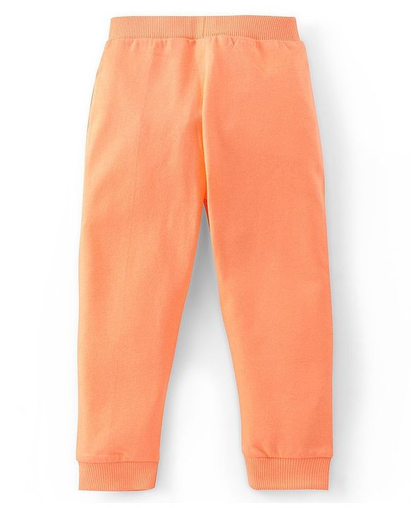 Babyhug Cotton Full Length Lounge Pants Floral Printed Pack of 3 - Pink & Orange