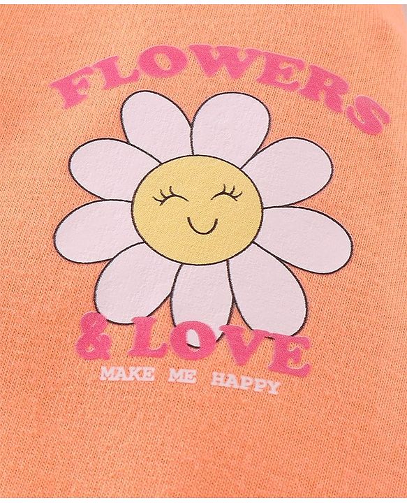 Babyhug Cotton Full Length Lounge Pants Floral Printed Pack of 3 - Pink & Orange