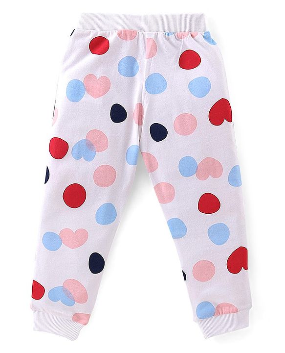Babyhug Cotton Jersey Knit Lounge Pant Heart Print Pack of 3 - Multicolor