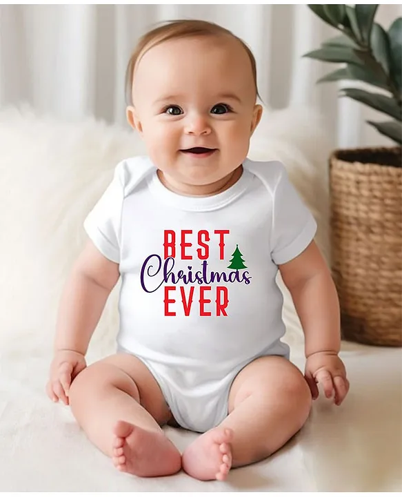 Buy KNITROOT Christmas Theme Half Sleeves Best Christmas Ever Text