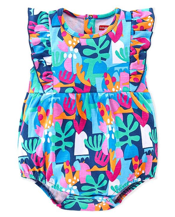 Babyhug 100% Cotton Knit Sleeveless Onesie with Sea World Print - Multicolour
