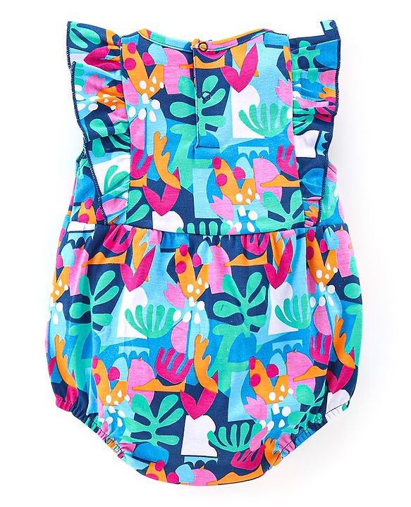 Babyhug 100% Cotton Knit Sleeveless Onesie with Sea World Print - Multicolour