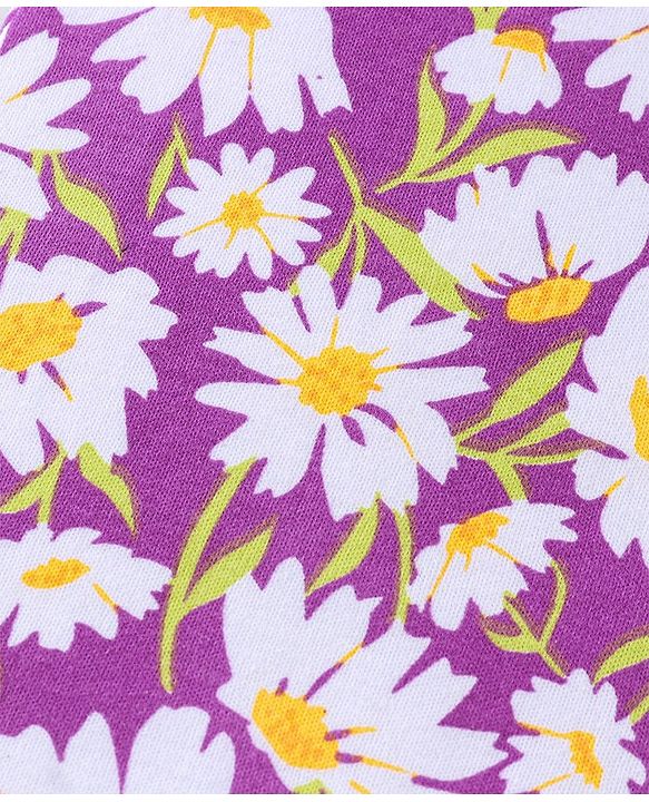 Babyhug 100% Cotton Sleeveless Onesie With Floral Print - Purple