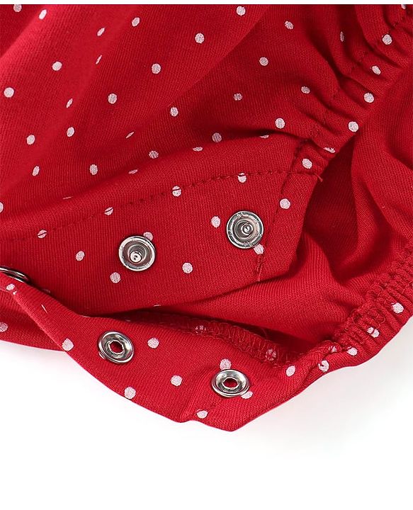Babyhug 100% Cotton Sleeveless Onesies With Dots Print - Red