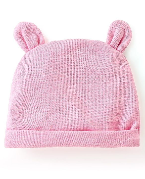 Babyhug 100% Cotton Full Sleeves Onesies With Cap & Mittens & Booties Teddy Print - Pink
