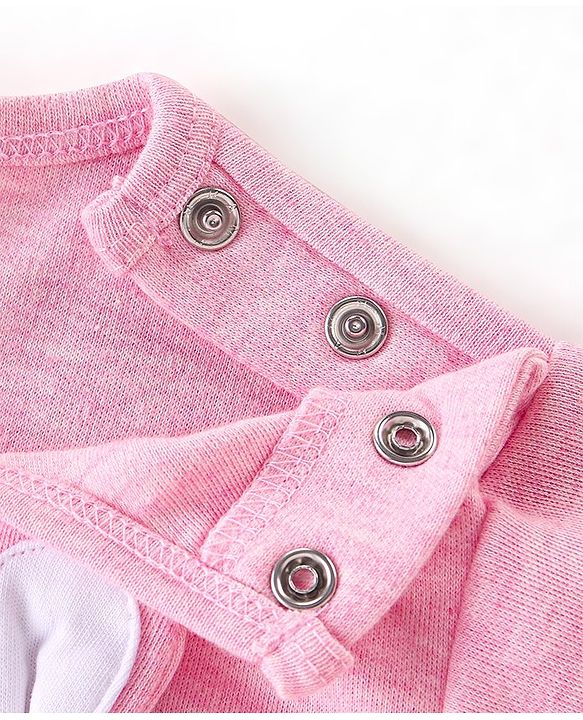 Babyhug 100% Cotton Full Sleeves Onesies With Cap & Mittens & Booties Teddy Print - Pink