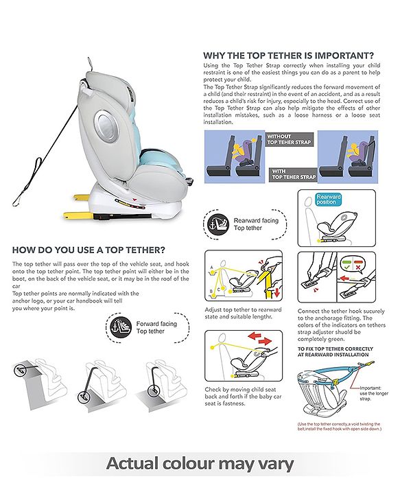 Babyhug Kids Convertible & 360 Degree Rotating Isofix Car Seat - Blue