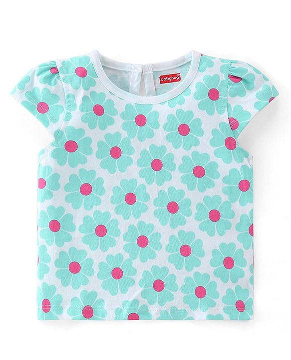 Babyhug 100% Cotton Knit Half Sleeves T-Shirt Floral Print Pack of 3- Multicolour