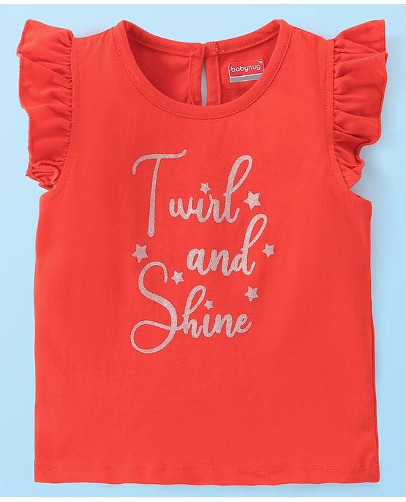 Babyhug Cotton Knit Frill Sleeves Kitty Print T-Shirts Pack of 3 - Red Pink & White