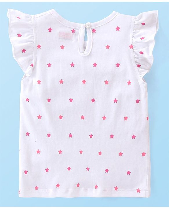 Babyhug Cotton Knit Frill Sleeves Kitty Print T-Shirts Pack of 3 - Red Pink & White