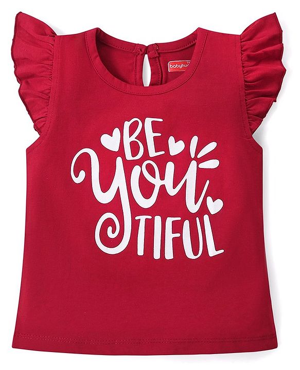 Babyhug 100% Cotton Frill Sleeves Tops With  Floral Graphics & Text Print Pack of 3- Multicolour