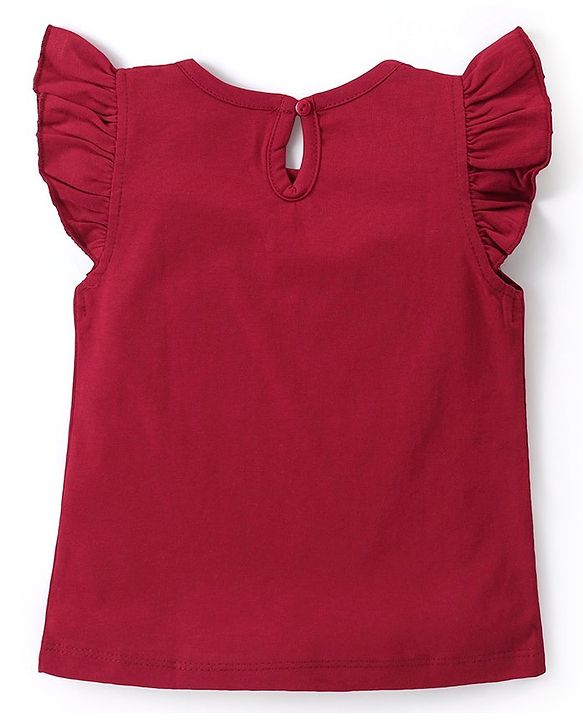 Babyhug 100% Cotton Frill Sleeves Tops With  Floral Graphics & Text Print Pack of 3- Multicolour