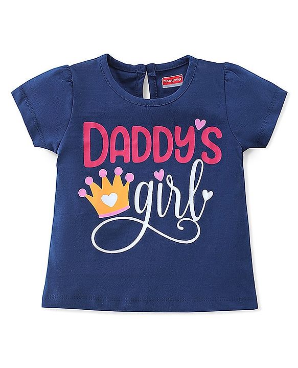 Babyhug 100% Cotton Knit Half Sleeves T-Shirt Text Graphics - Navy Blue