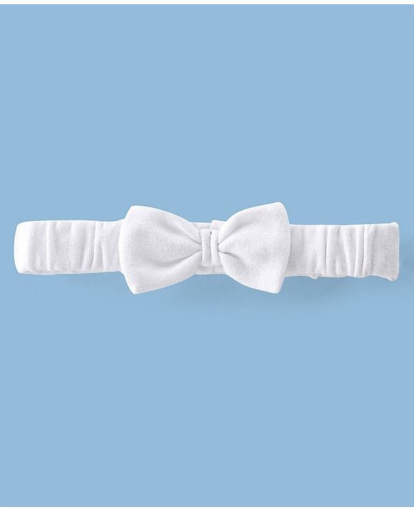 Babyhug 100% Cotton Interlock Knit Sleeveless Solid Color Onesies with Hair Band & Booties - White