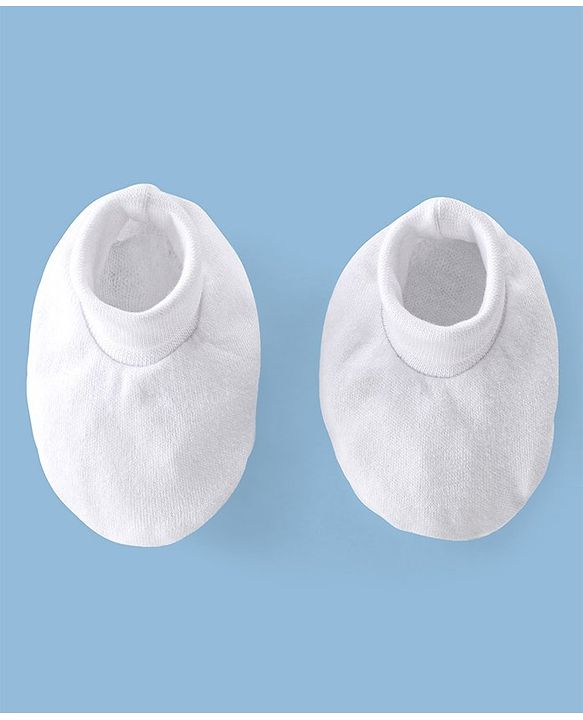 Babyhug 100% Cotton Interlock Knit Sleeveless Solid Color Onesies with Hair Band & Booties - White