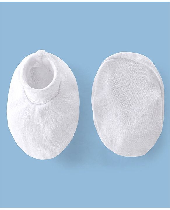 Babyhug 100% Cotton Interlock Knit Sleeveless Solid Color Onesies with Hair Band & Booties - White