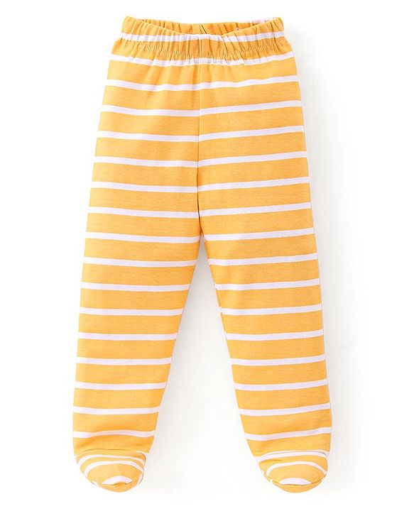 Babyhug Cotton Knit Bootie Legging with Animals Print Pack of 3 - Yellow Navy Blue & Green