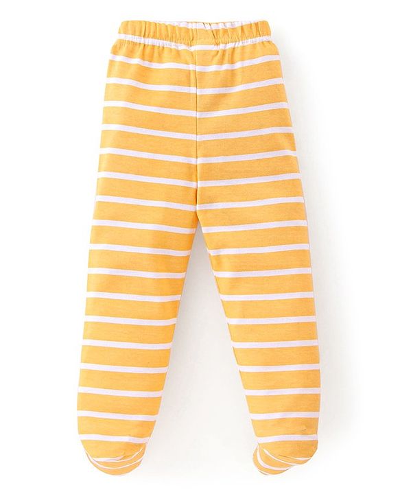 Babyhug Cotton Knit Bootie Legging with Animals Print Pack of 3 - Yellow Navy Blue & Green