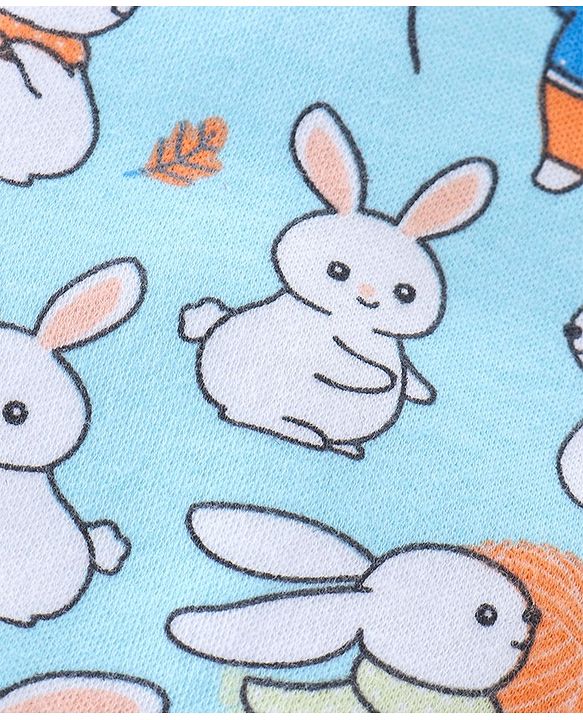 Babyhug Cotton Knit Footed Bootie Leggings Bunny Printed  Pack of 3 - Blue & Peach