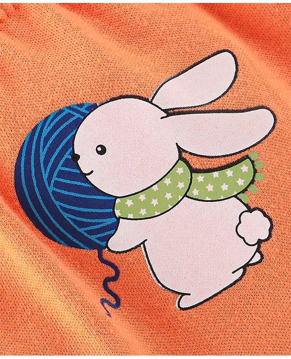 Babyhug Cotton Knit Footed Bootie Leggings Bunny Printed  Pack of 3 - Blue & Peach
