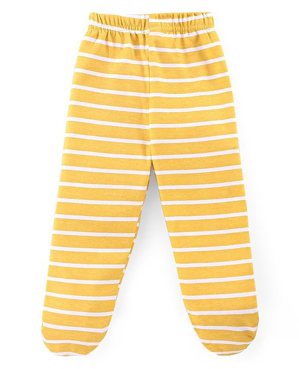Babyhug Cotton Interlock Knit Bootie Pant Stripes & Lion Print Pack of 3 - Multicolor