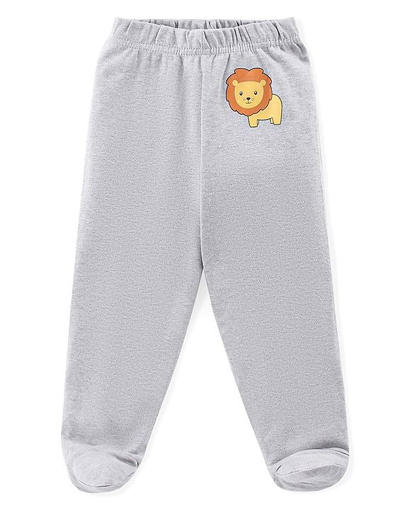 Babyhug Cotton Interlock Knit Bootie Pant Stripes & Lion Print Pack of 3 - Multicolor
