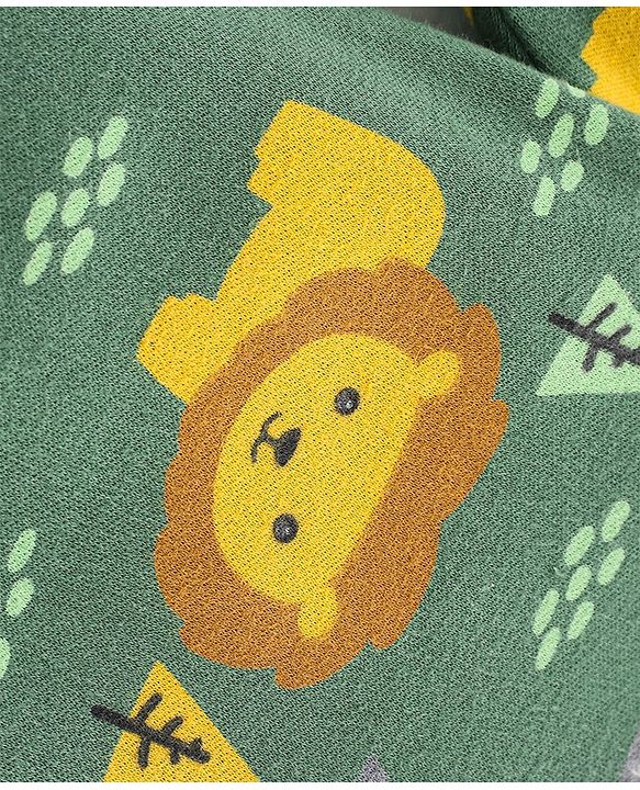 Babyhug Cotton Interlock Knit Bootie Pant Stripes & Lion Print Pack of 3 - Multicolor