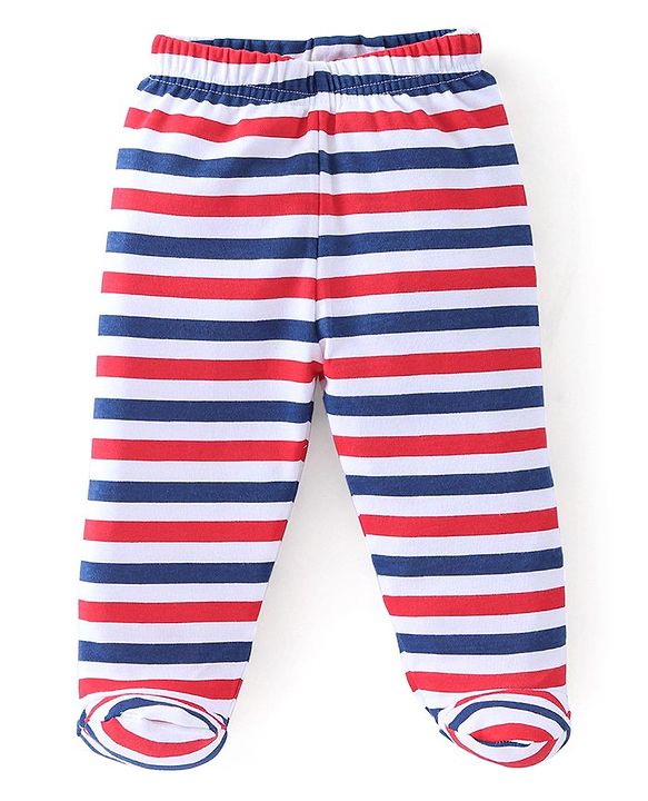 Babyhug Cotton Full Length Bootie Leggings Koala Bear Print Pack of 3 - Blue & Red