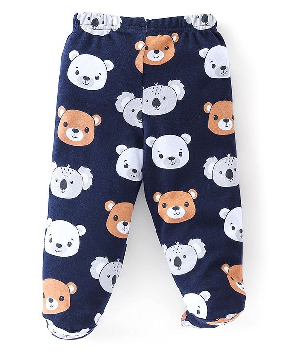 Babyhug Cotton Full Length Bootie Leggings Koala Bear Print Pack of 3 - Blue & Red