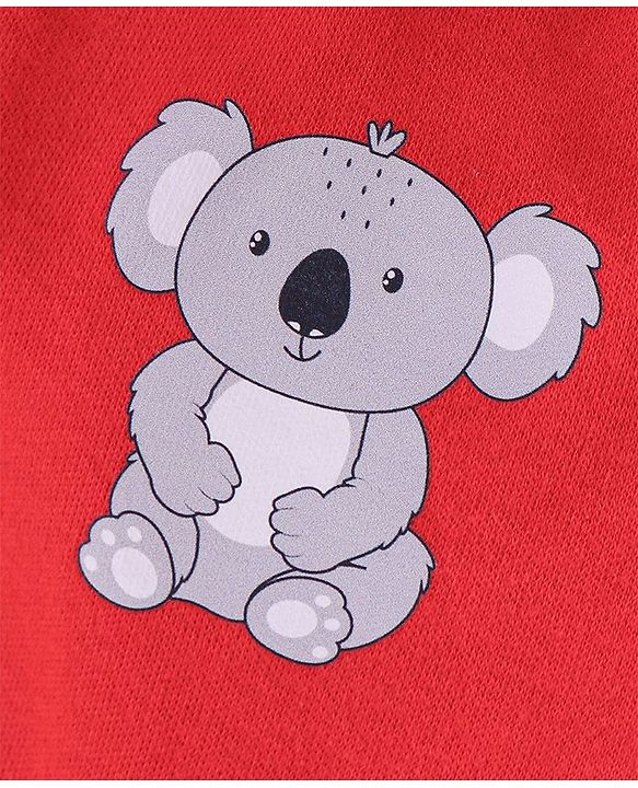 Babyhug Cotton Full Length Bootie Leggings Koala Bear Print Pack of 3 - Blue & Red
