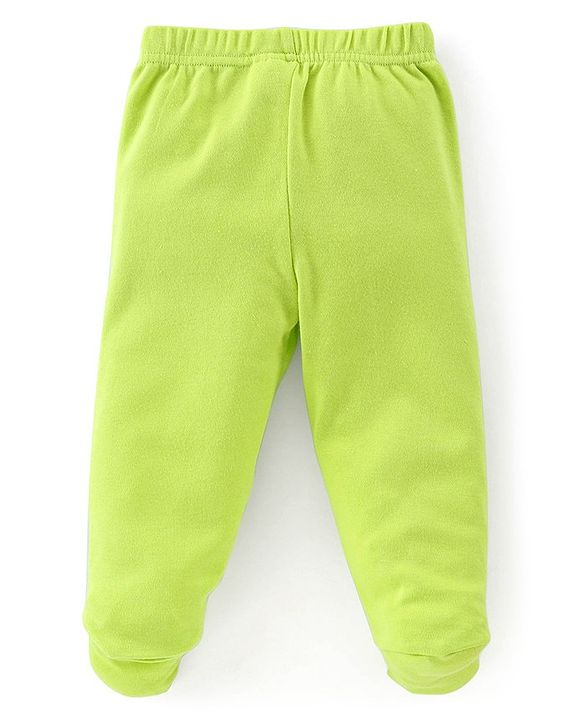 Babyhug Cotton Full Length Bootie Leggings Car Print Pack of 3 - Green White & Red