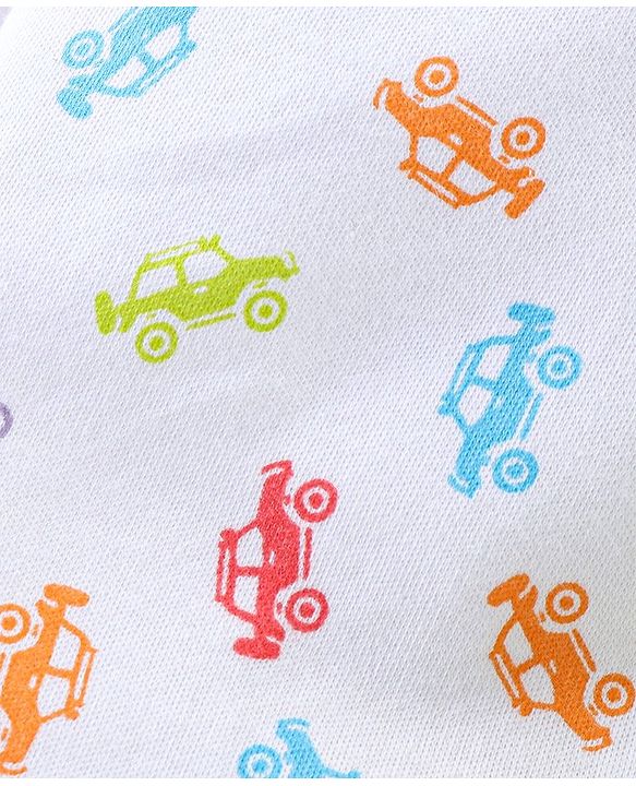 Babyhug Cotton Full Length Bootie Leggings Car Print Pack of 3 - Green White & Red